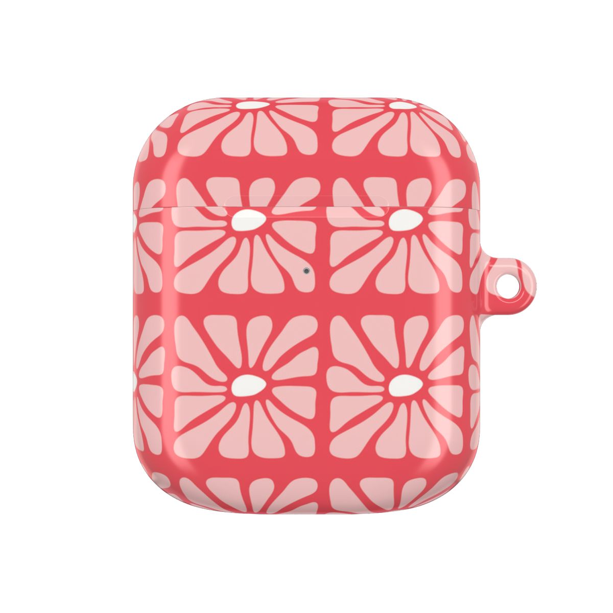 Square Abstract Flowers Pink AirPods Case