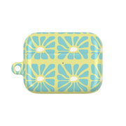 Square Abstract Flowers Blue AirPods Case 6