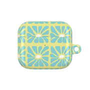 Square Abstract Flowers Blue AirPods Case 3