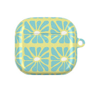 Square Abstract Flowers Blue AirPods Case 4