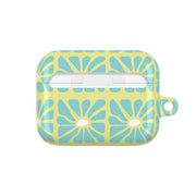 Square Abstract Flowers Blue AirPods Case 7