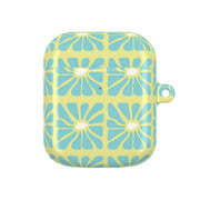 Square Abstract Flowers Blue AirPods Case 2