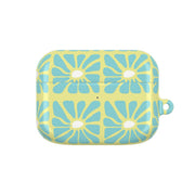 Square Abstract Flowers Blue AirPods Case 5