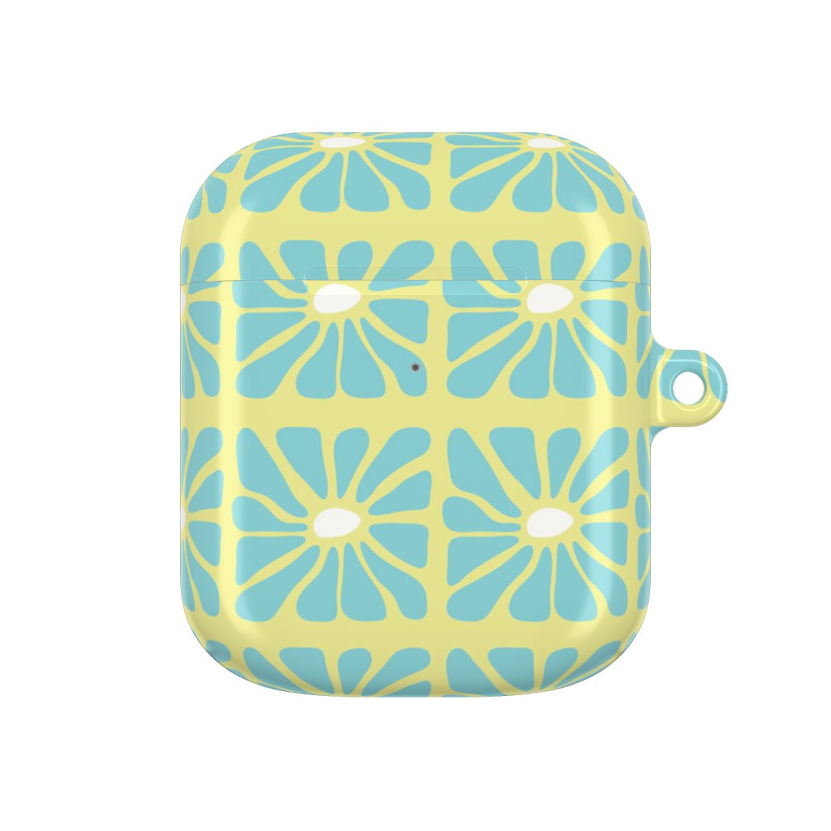 Square Abstract Flowers Blue AirPods Case