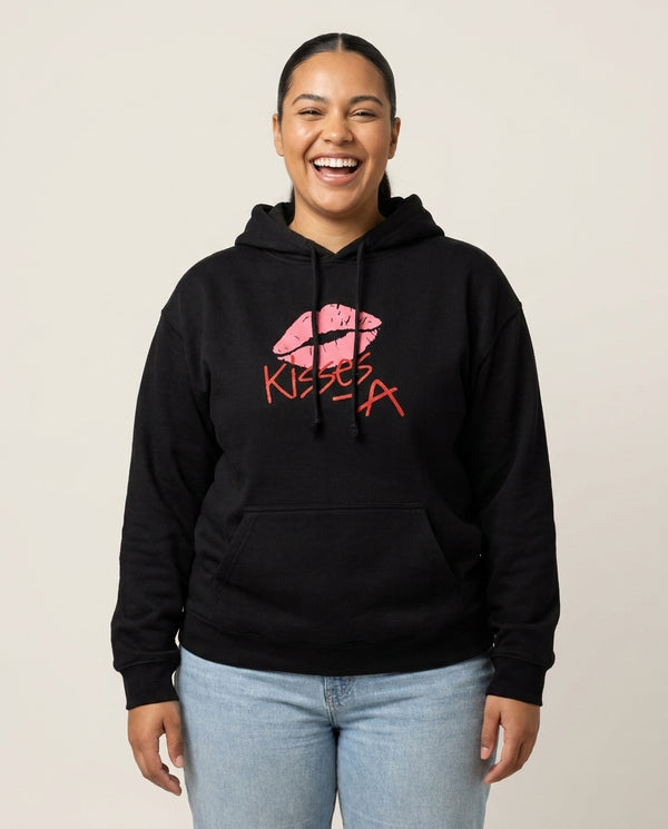 Kisses - A - Pretty Litte Liars Hoodie — Black Front, worn