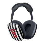 Black And White Stripes - Personalised Football AirPods Max Case 2