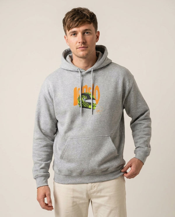Abstract Lando Hoodie — Grey Front, worn