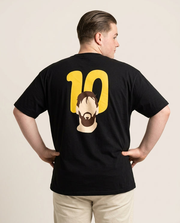 Number 10 - Messi T-Shirt — Black Back, worn