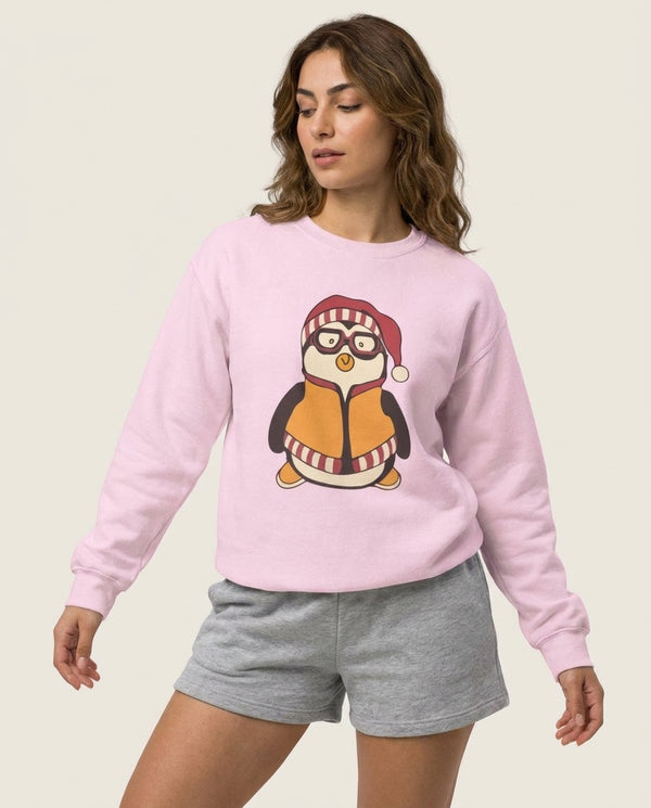 Hugsy Sweatshirt — Pink Front, worn