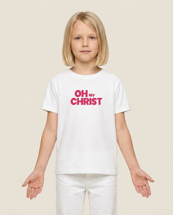 Oh My Kids T-Shirt — White Front, worn