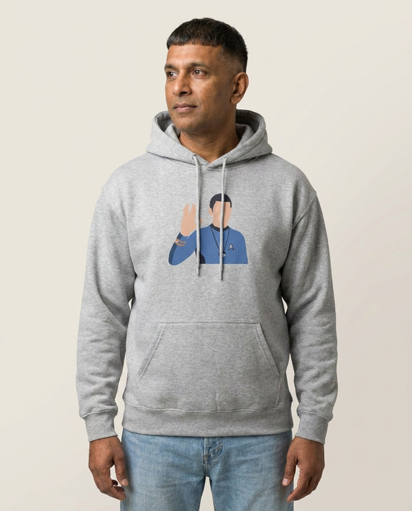 Spock Hoodie — Grey Front, worn