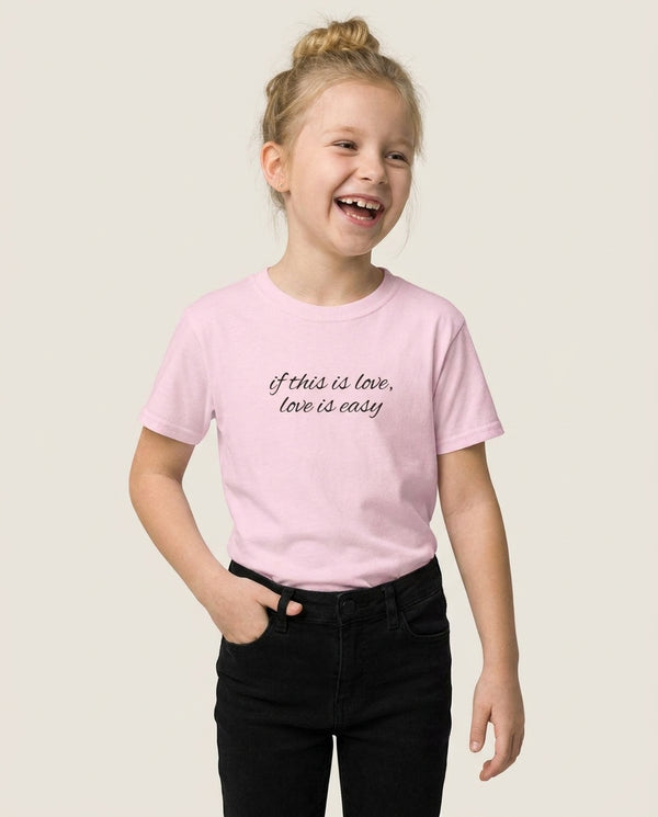 If This Is Love, Love Is Easy - McBand Kids T-Shirt — Pink Front, worn