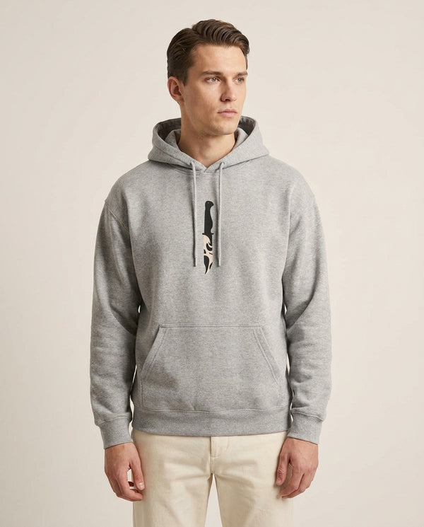 Ghostface Dagger - Scream Hoodie — Grey Front, worn
