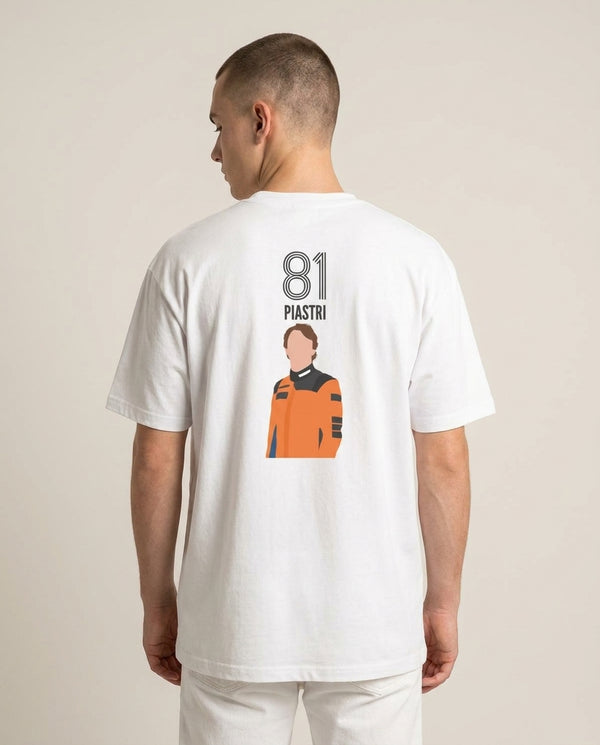Piastri 2026 T-Shirt — White Back, worn