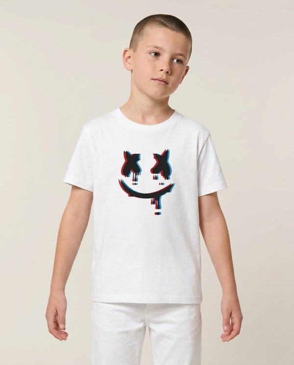 Blue Blur - White Helmet DJ Kids T-Shirt — White Front, worn