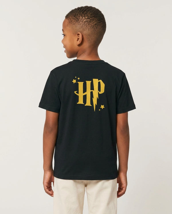 HP Kids T-Shirt — Black Back, worn