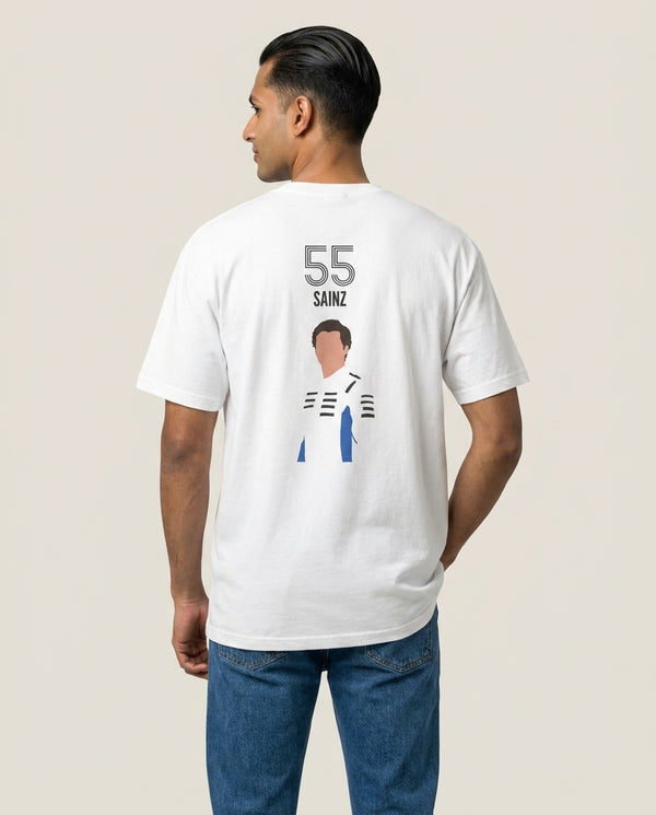 Sainz 2026 T-Shirt — White Back, worn