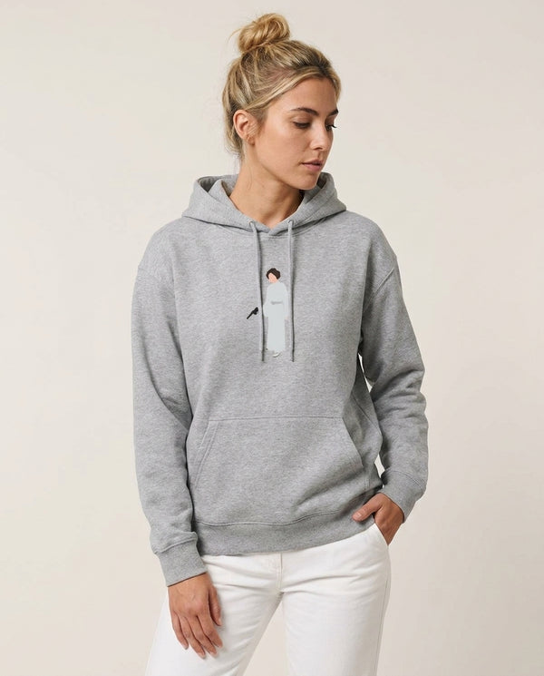 Leia Faceless With Gun Hoodie — Grey Front, worn