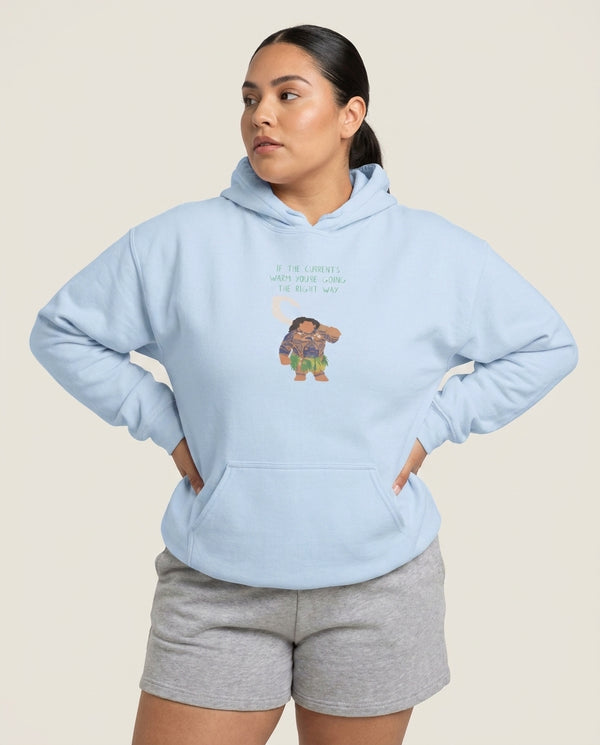 If The Current's Warm Hoodie — Blue Front, worn