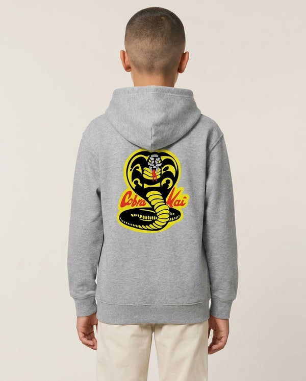 C Kai Logo Kids Hoodie — Grey Back, worn