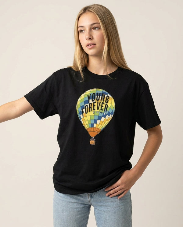 Young Forever - K Pop T-Shirt — Black Front, worn