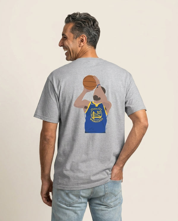 Curry - Basketball T-Shirt — Grey Back, worn