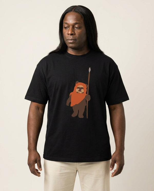 Ewok T-Shirt — Black Front, worn