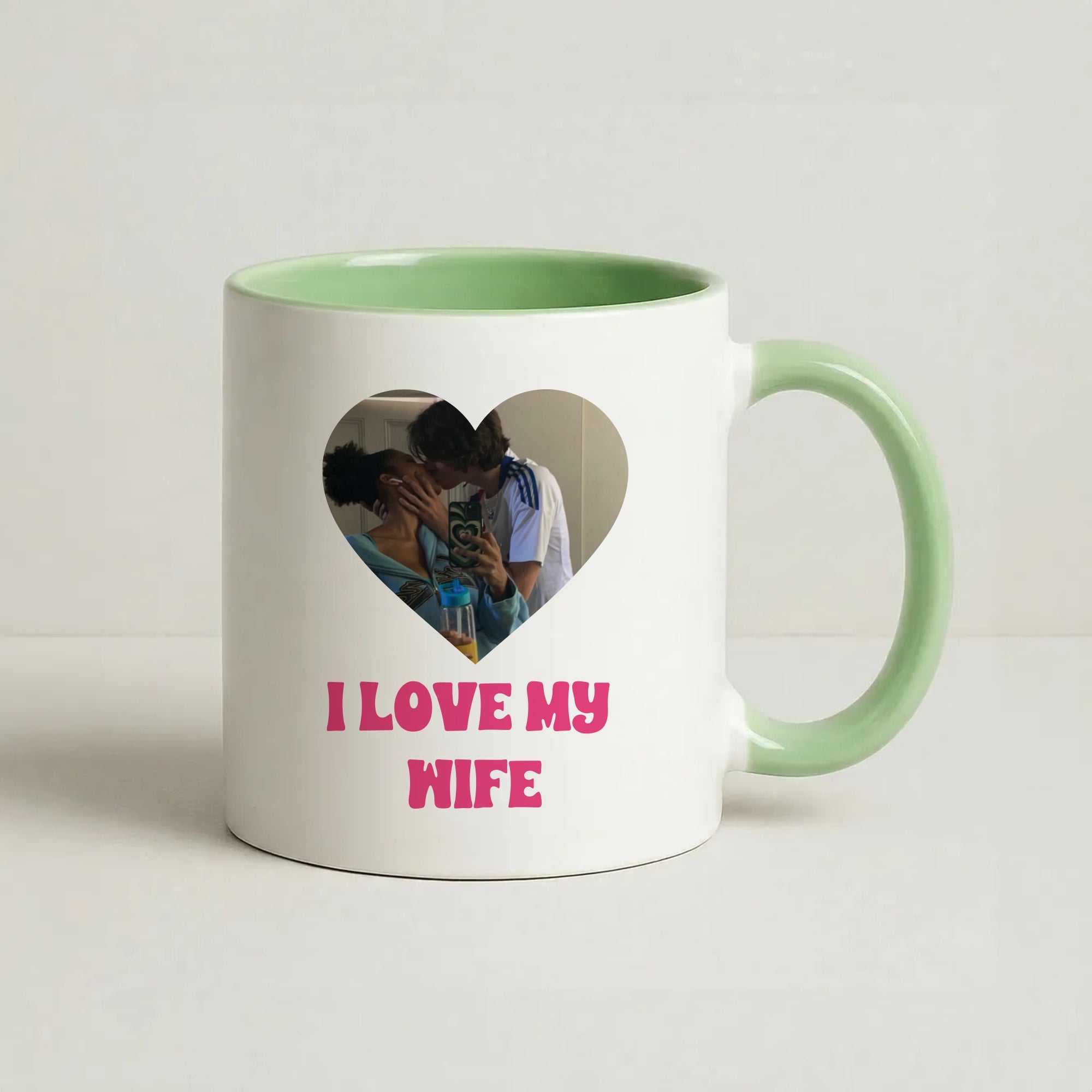 I Love My Wife - Personalised Couples Coffee Green Mug