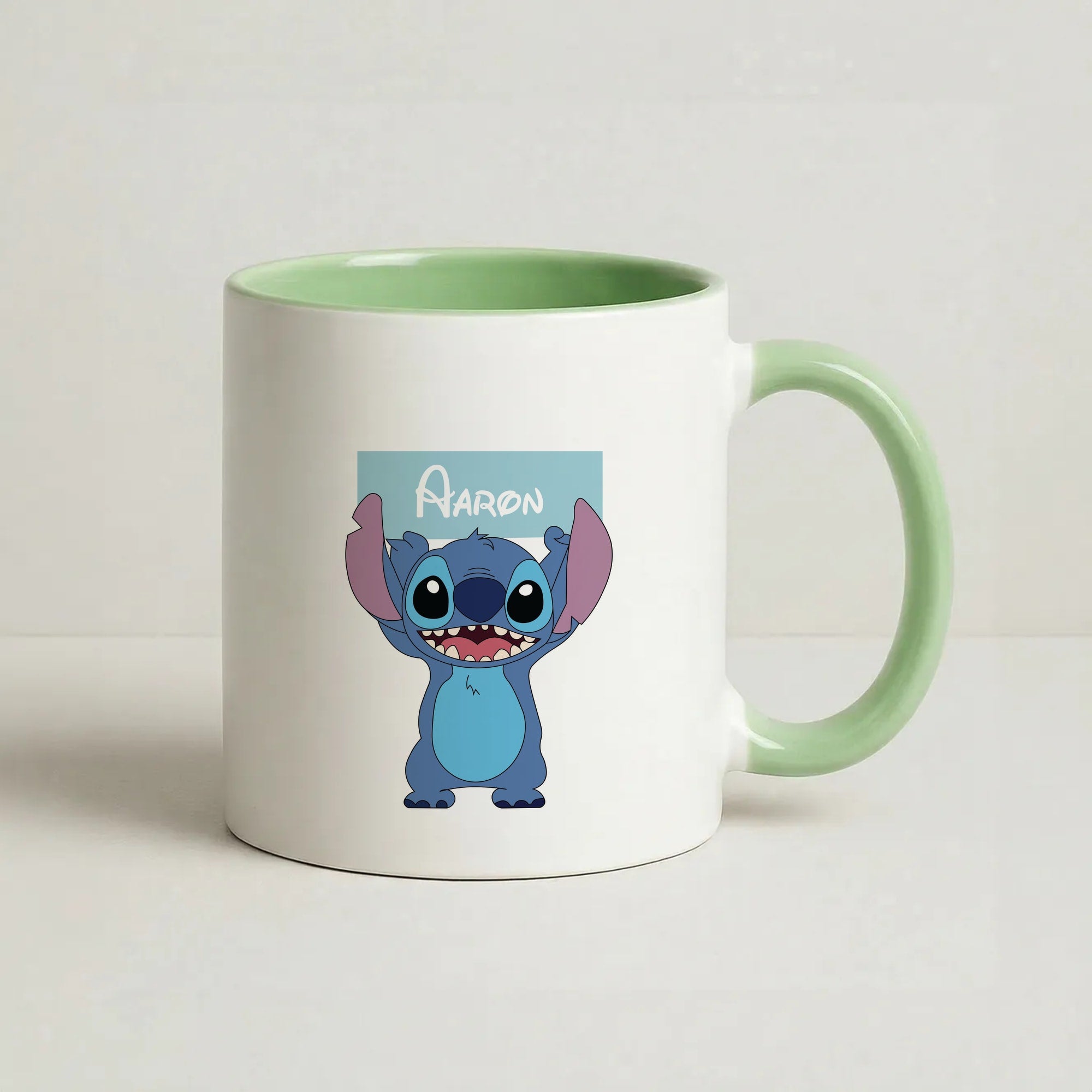 Standing Blue Alien - Personalised Disney Coffee Green Mug
