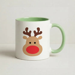 Rudolph Face - Christmas Coffee Green Mug