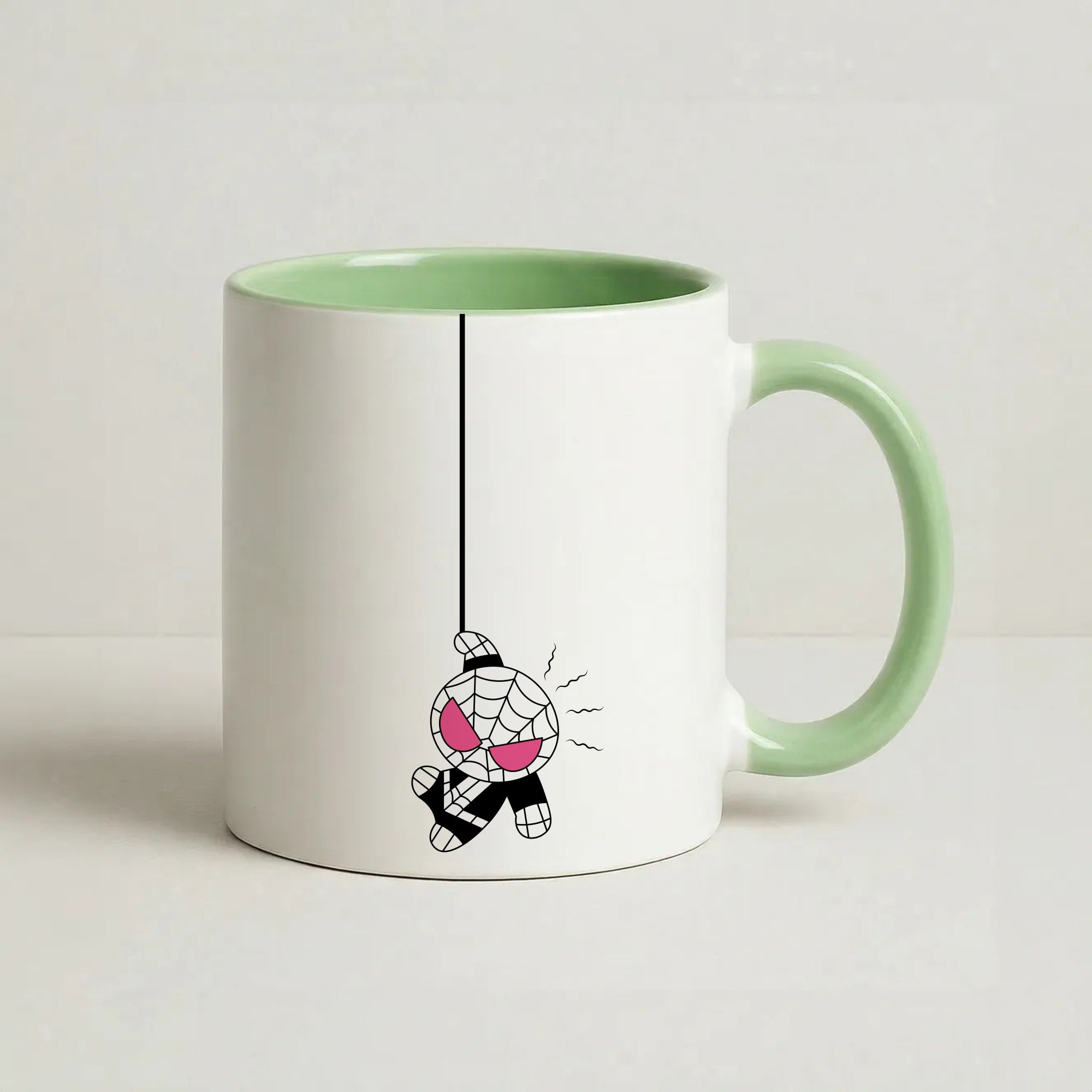 Black Hanging Spider Hero  Coffee Green Mug