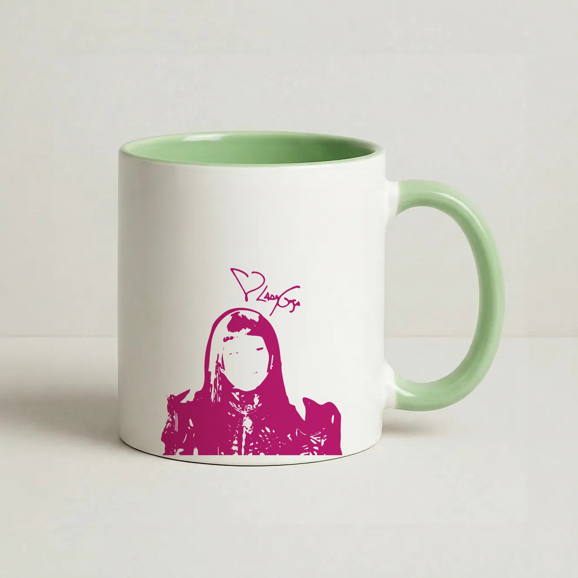 Black Gaga Silhouette  Coffee Green Mug