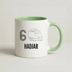 Hadjar Helmet 2026 Coffee Green Mug