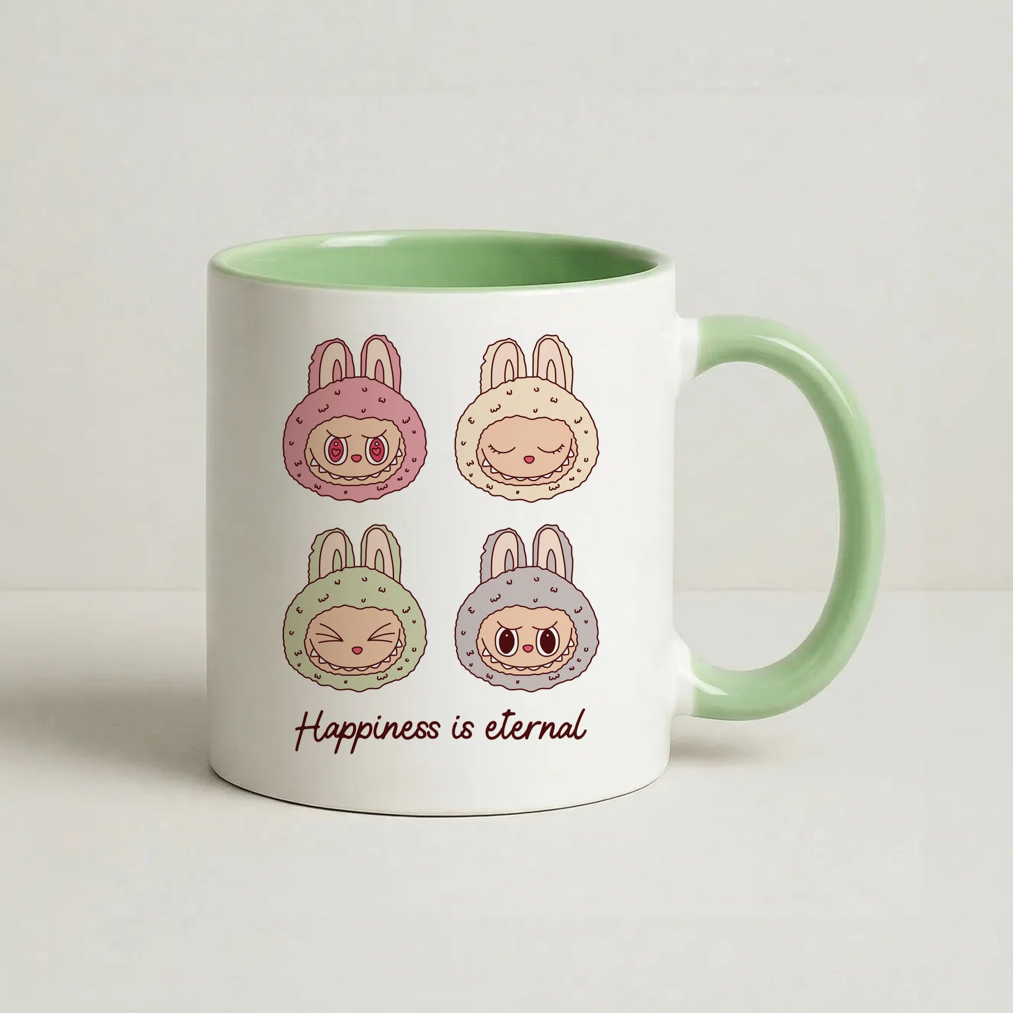 Happiness Is Eternal Monsters Coffee Green Mug