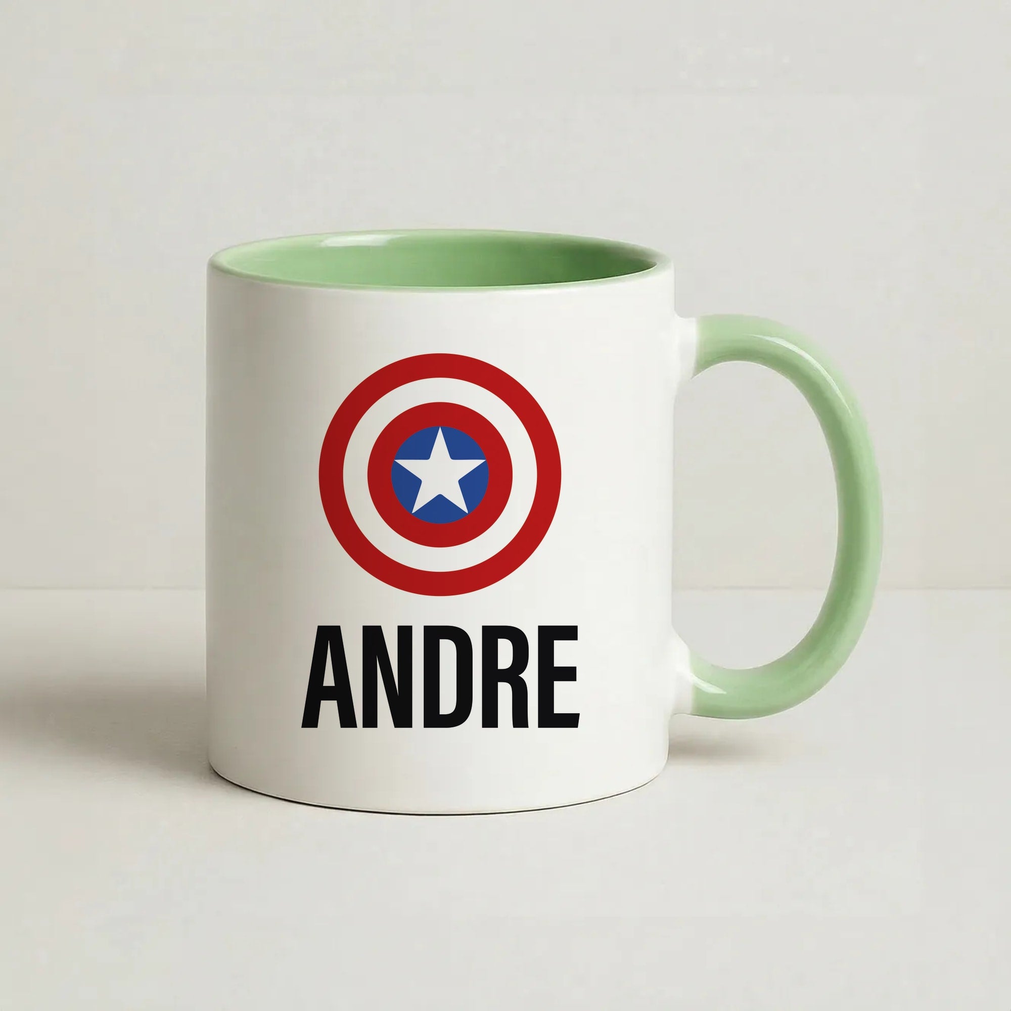 Captain America - Personalised Superhero Comic Coffee Green Mug