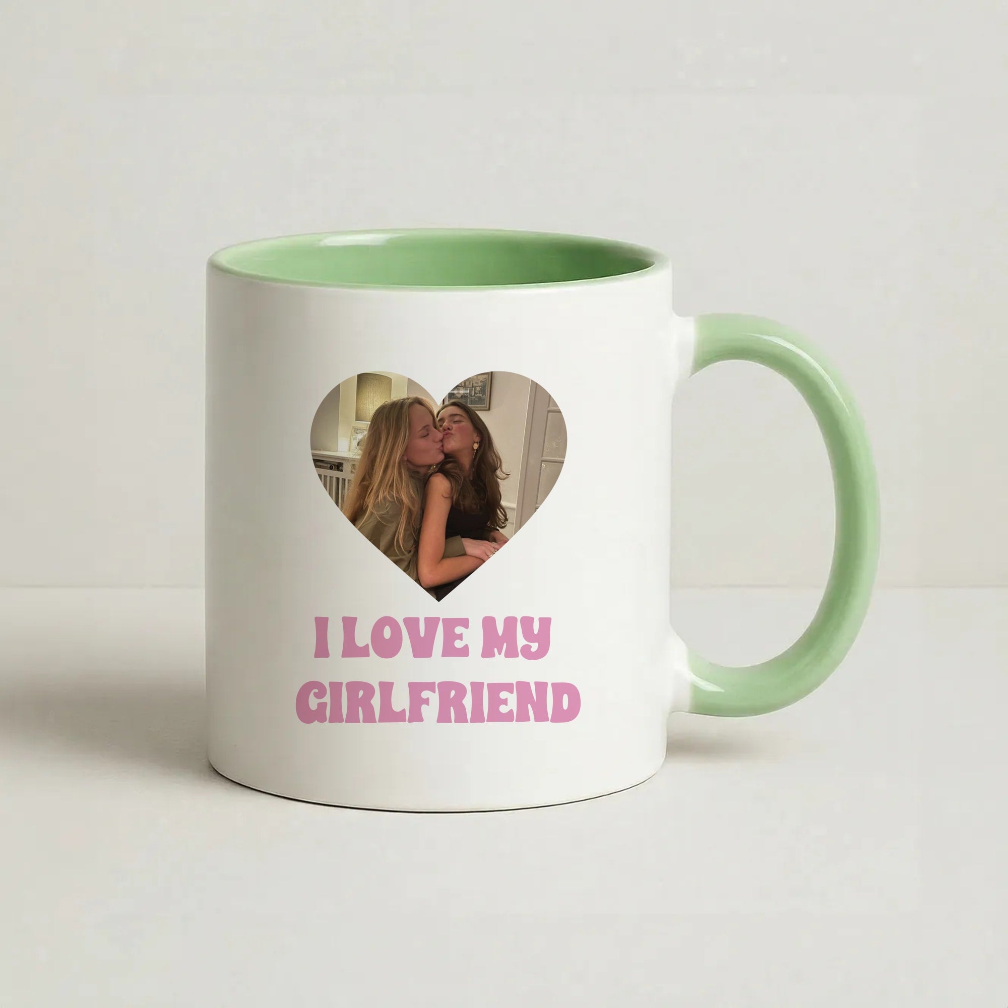 I Love My Girlfriend - Personalised Couples Coffee Green Mug
