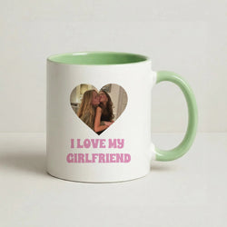 I Love My Girlfriend - Personalised Couples Coffee Green Mug