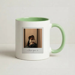 I Love You Polaroid - Personalised Couples Coffee Green Mug