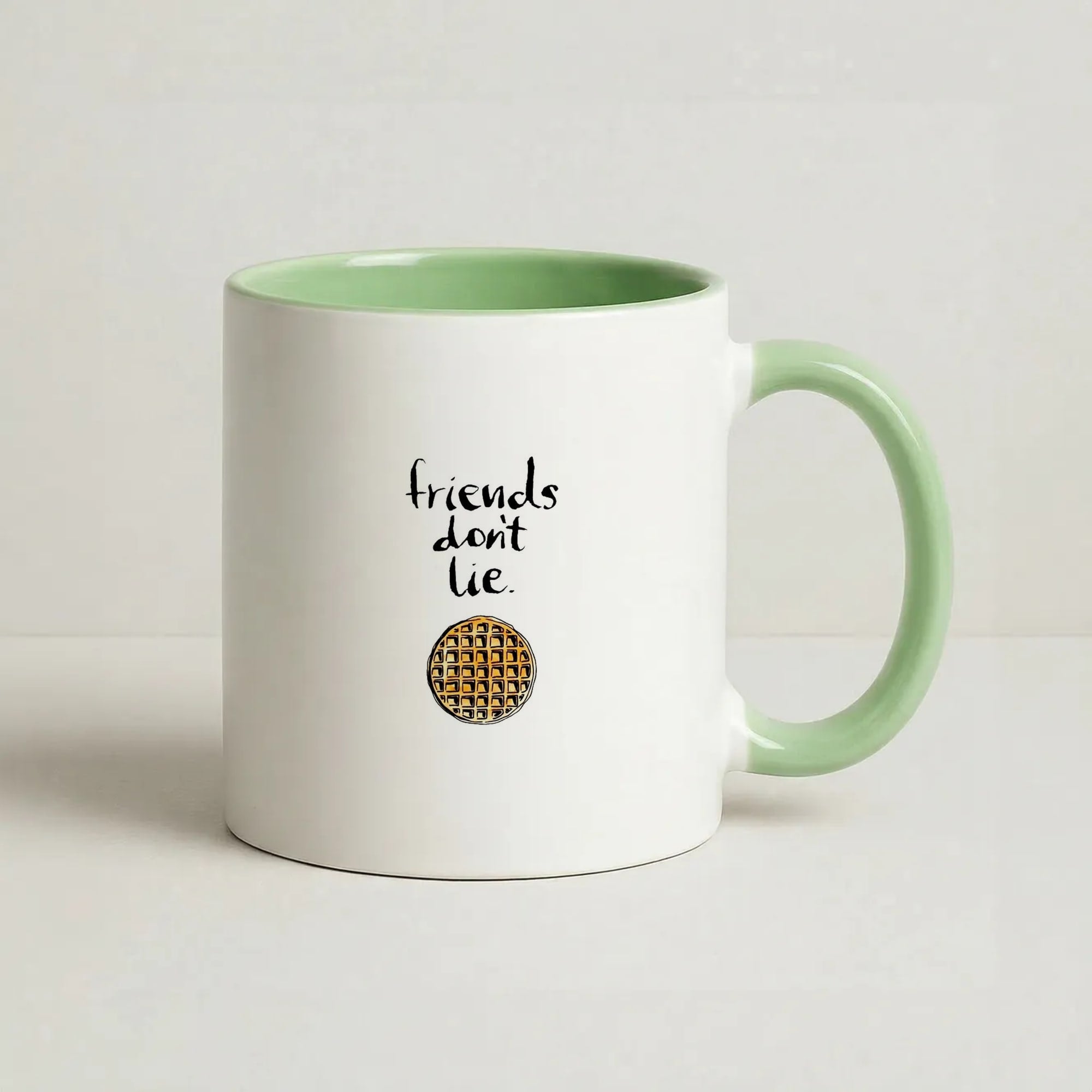 Friends Don't Lie Waffle Coffee Green Mug