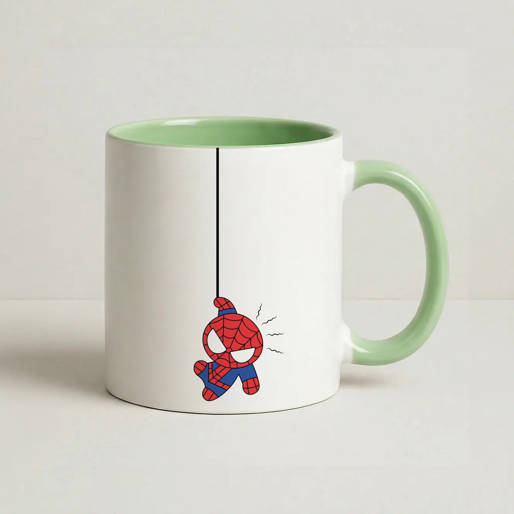 Blue Hanging Spider Hero Coffee Green Mug