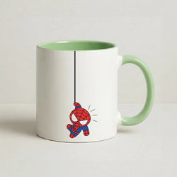 Blue Hanging Spider Hero Coffee Green Mug