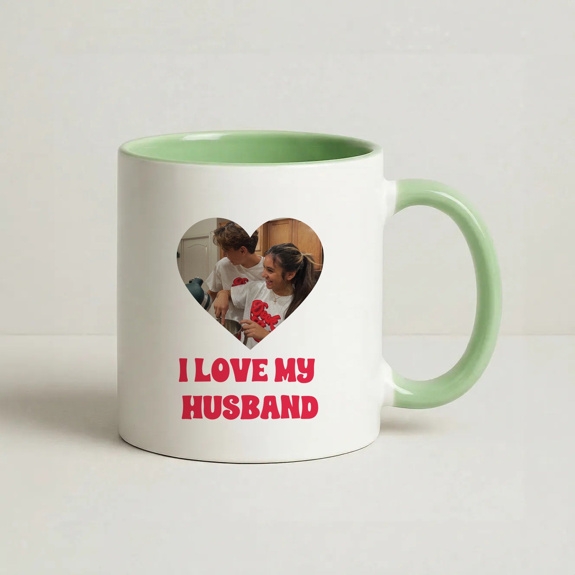I Love My Husband - Personalised Couples Coffee Green Mug