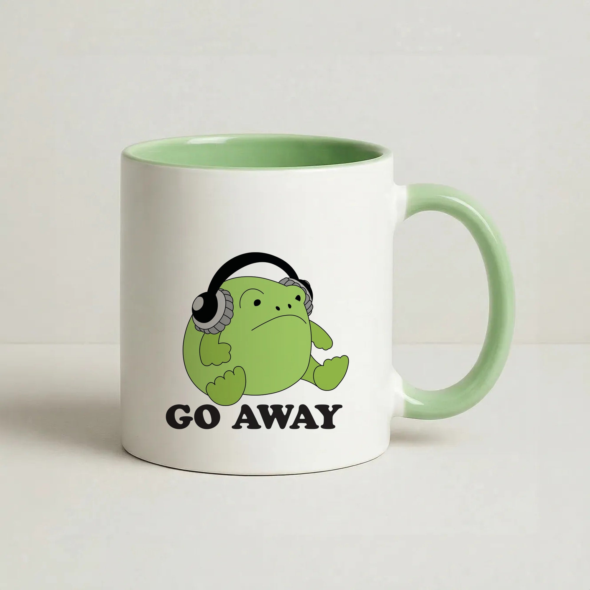 Go Away Grumpy Frog  Coffee Green Mug