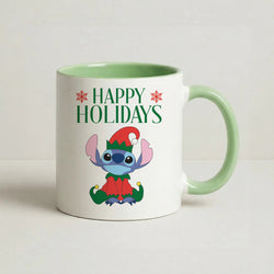 Cute Blue Alien Elf Coffee Green Mug