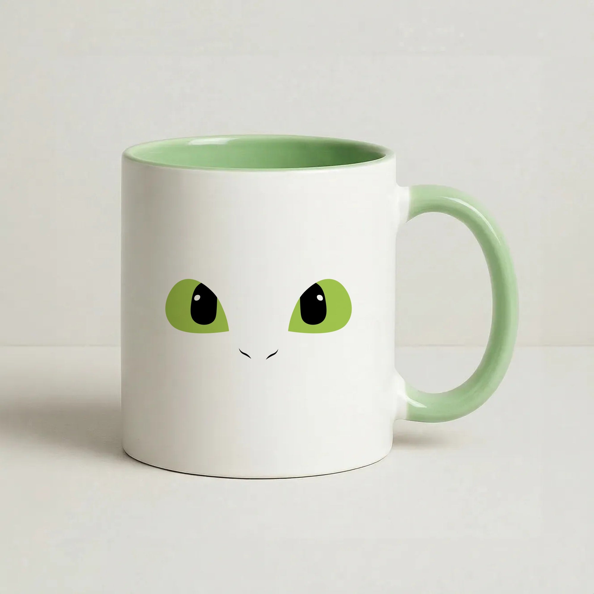 Black Fury Dragon Face Coffee Green Mug