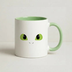 Black Fury Dragon Face Coffee Green Mug