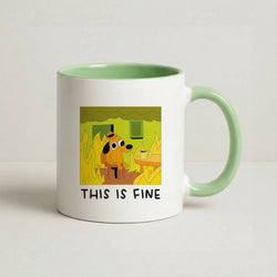 This Is Fine - Memes Coffee Green Mug
