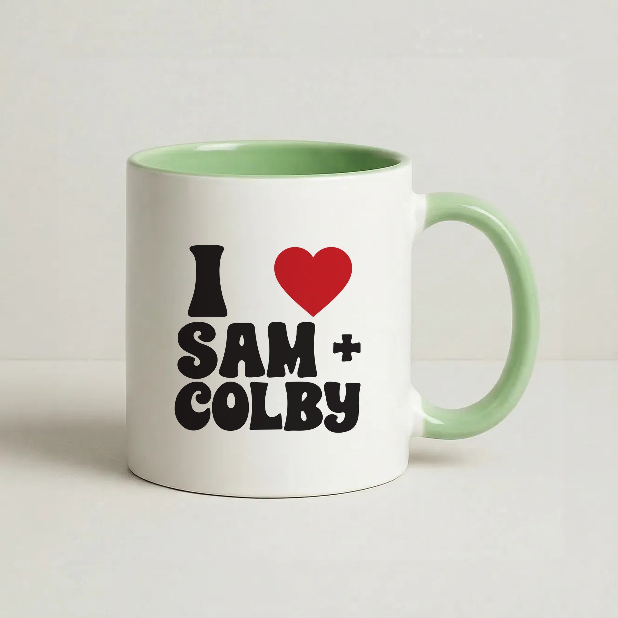 I Love S & C Coffee Green Mug