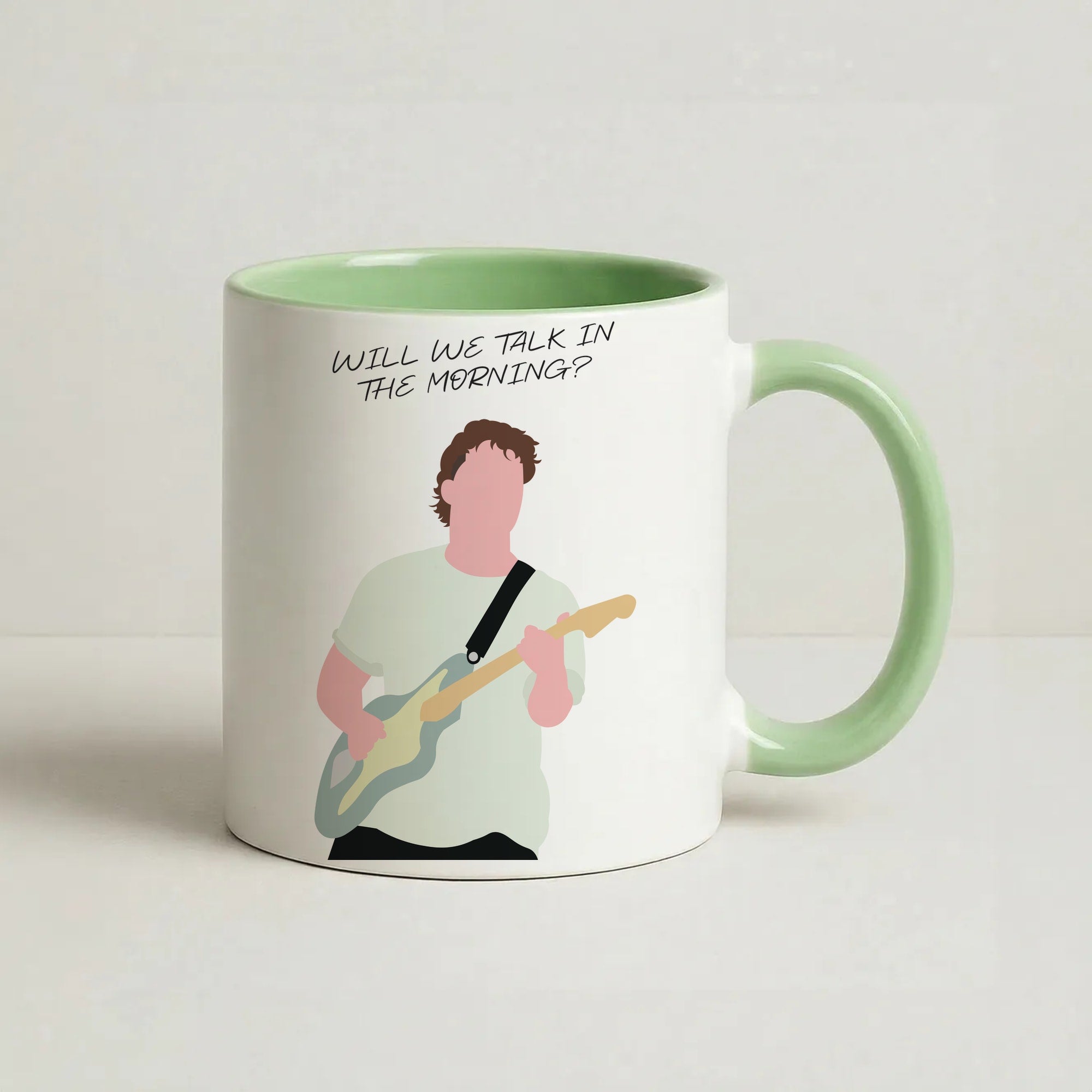 Will We Talk In The Morning Yellow Coffee Green Mug
