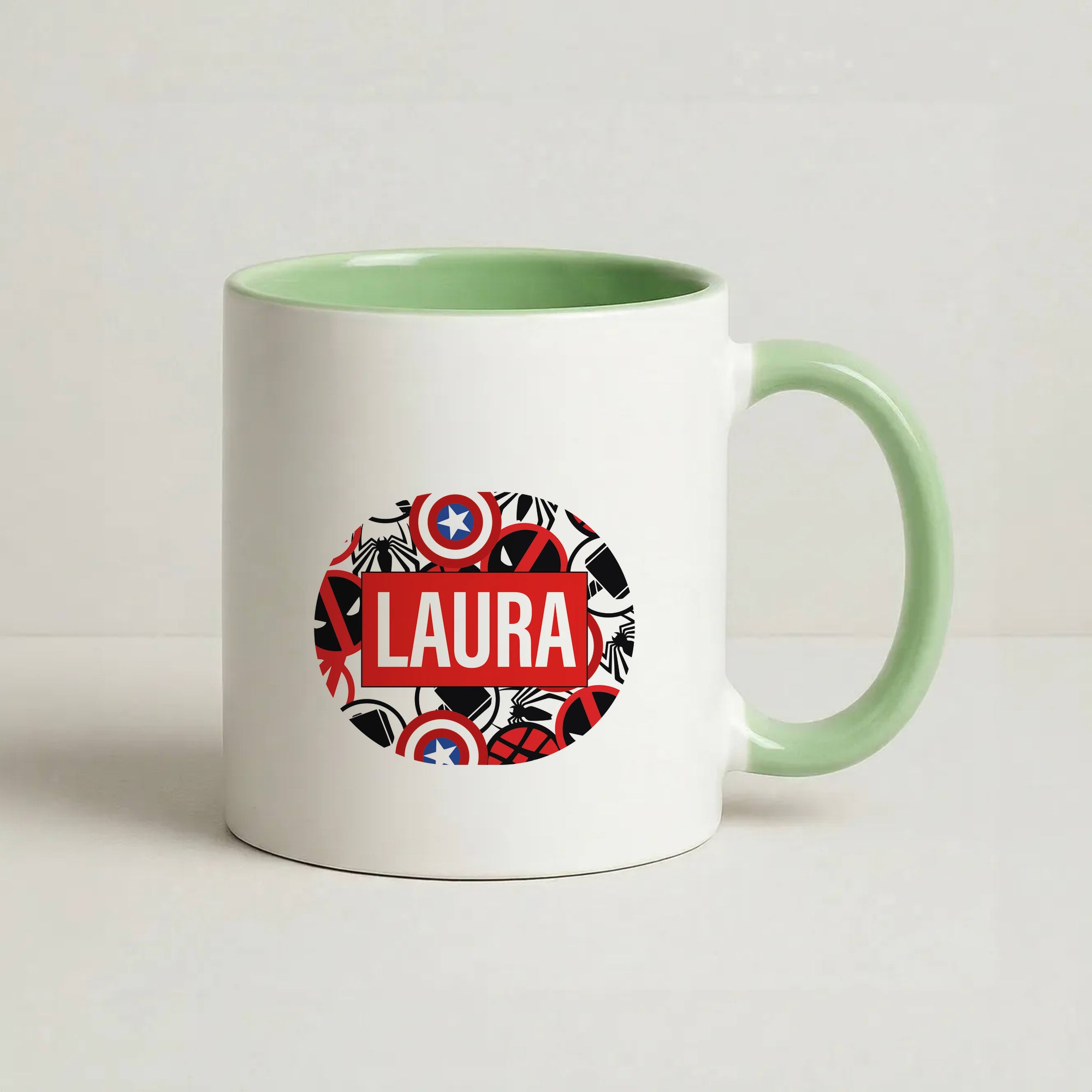 Collage - Personalised Superhero Comic Coffee Green Mug